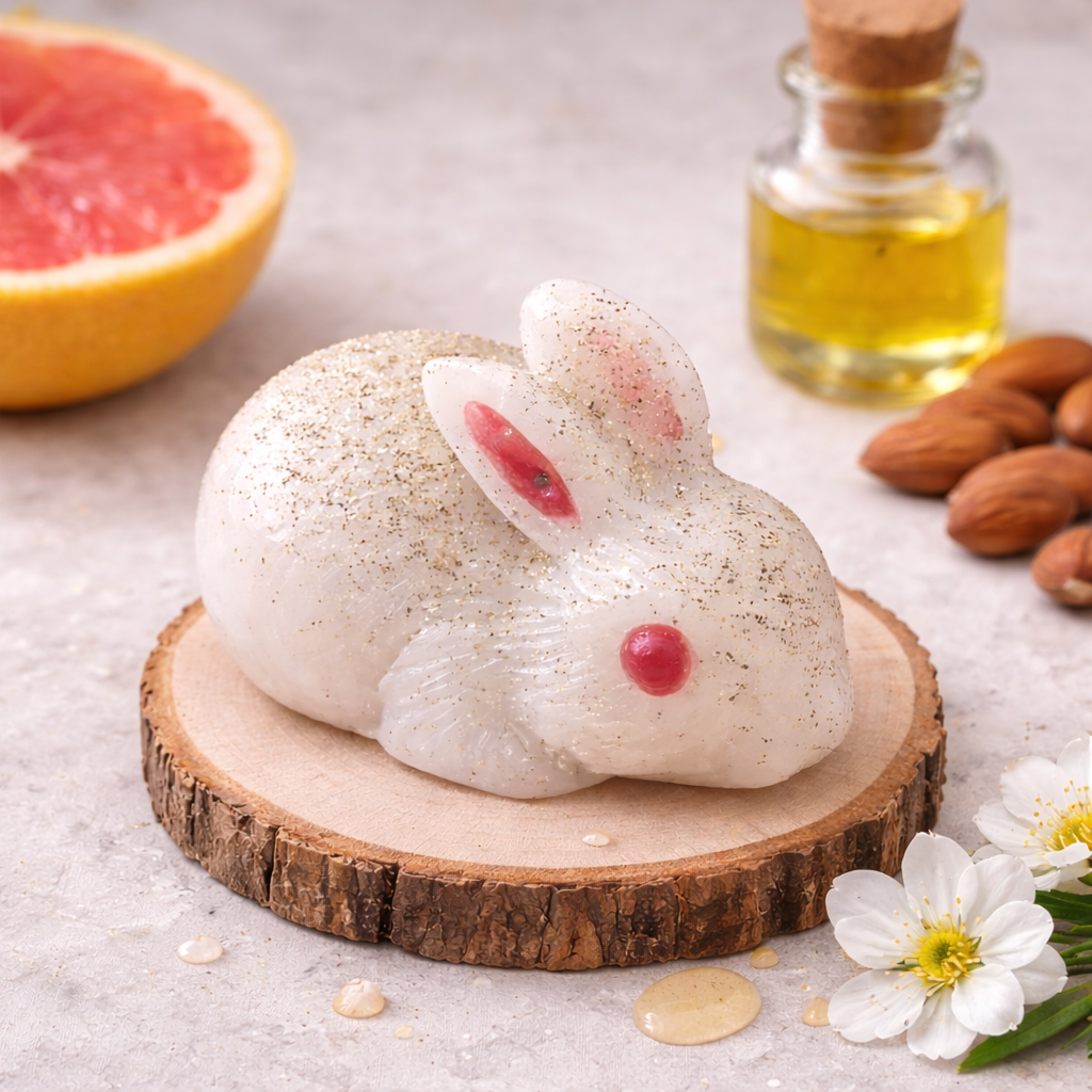 Bērnu kazas piena ziepes Zaķis ar liepziedu un mandeļu eļļu – roku darbs, 40 g
